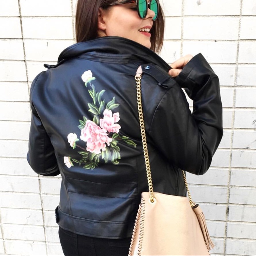 NY&Co Floral Faux Leather Jacket